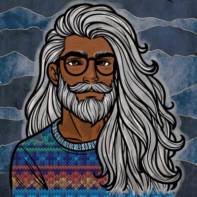 long hair man glasses