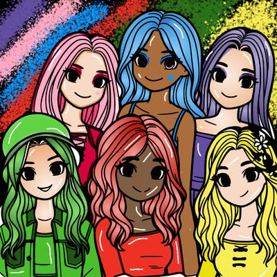 a group of five girls friends