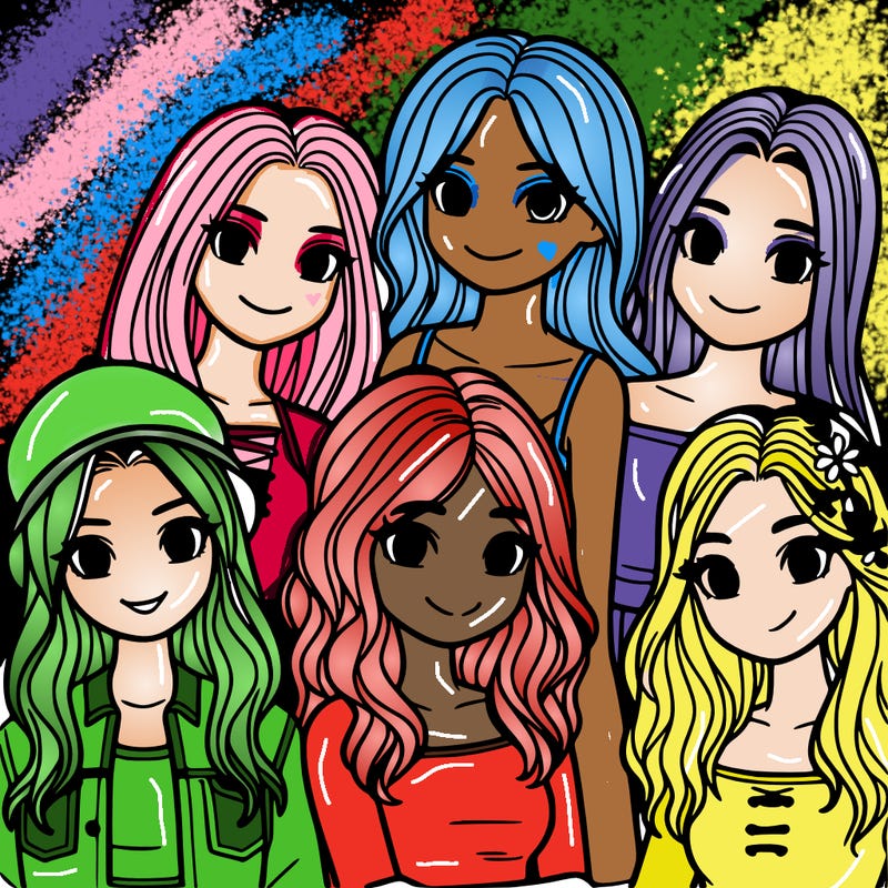 a group of five girls friends