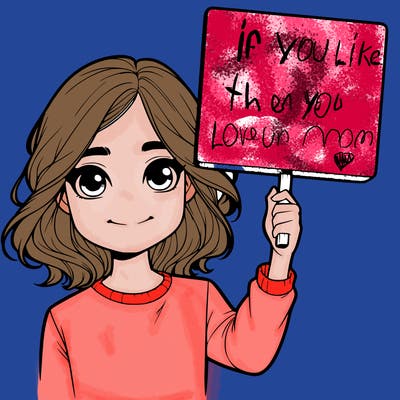 realistic girl holding up a sign