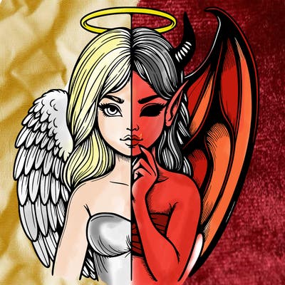 realistic angel half demon