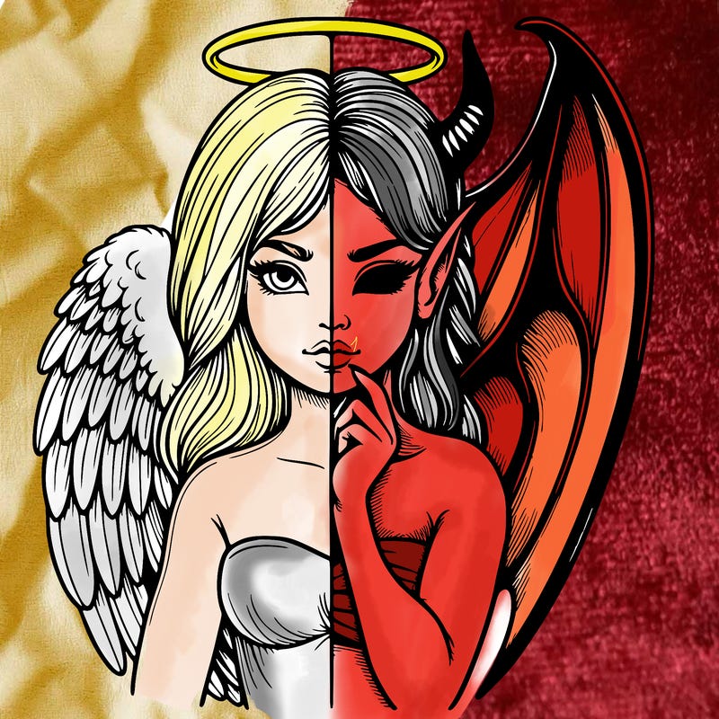 realistic angel half demon