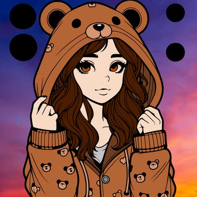 realistic girl in a animal pjs hoodie