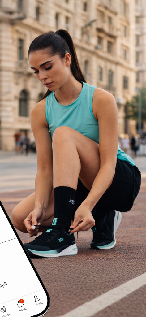 DRK - Woman tying her sneakers in a city setting for the DRK streetwear app