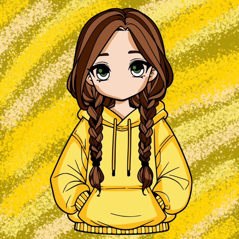 a realistic girl with a oversized hoodie and she has braids