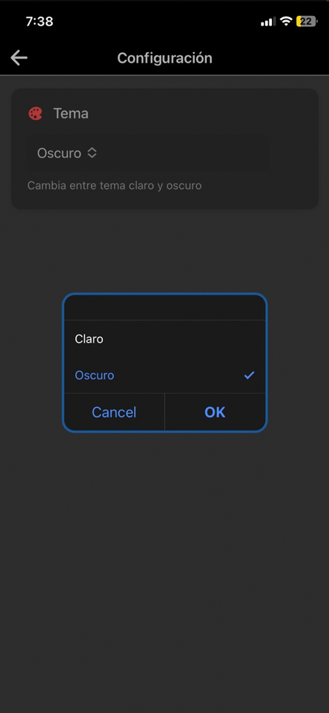 Montao GPS - Montao GPS app settings screen showing a theme selection menu for light or dark mode