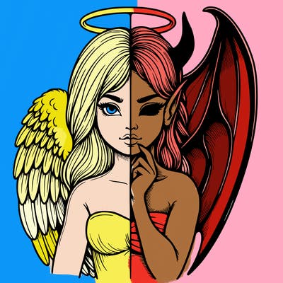 realistic angel half demon