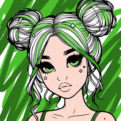 realistic girl with space buns