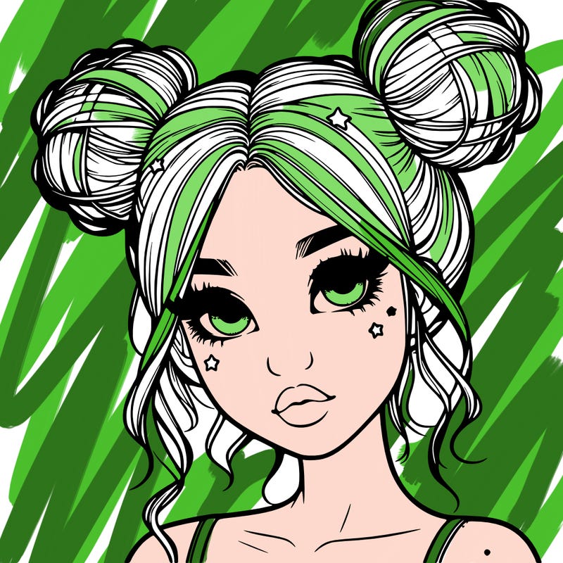 realistic girl with space buns