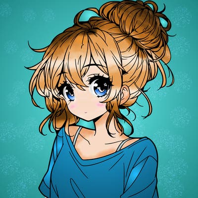 a beautiful anime girl with a messy bun