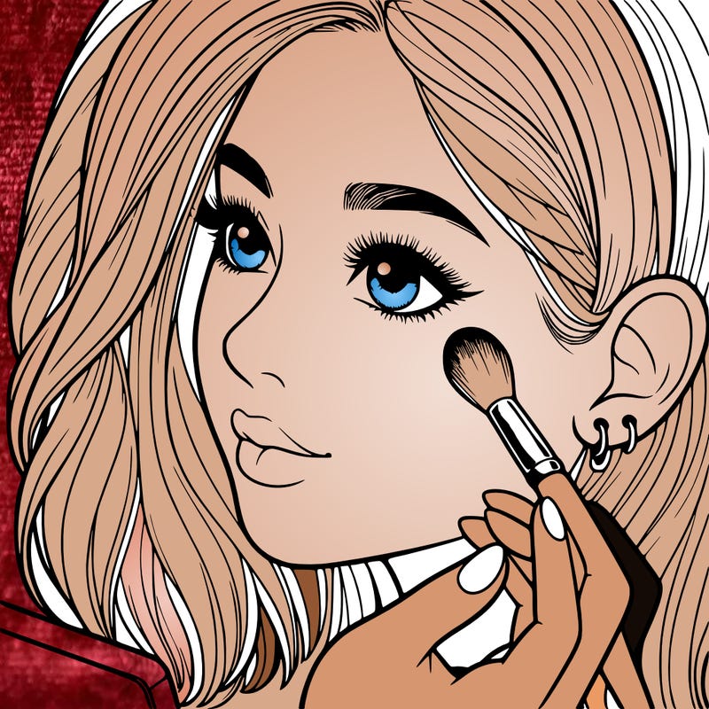 a realistic girl doing her makeup