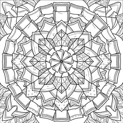 Unwind with this unique Sheet Sets Mandala coloring page, where comfort meets intricate design. Explore a perfectly symmetrical arrangement of bedding elements, ready for your creative touch.