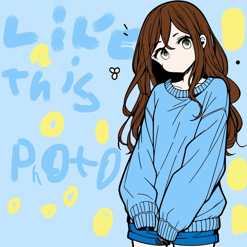 manga teen girl  in a sweater and baggy pants