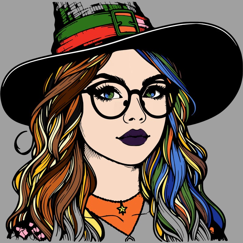 a witch with glasses realistic