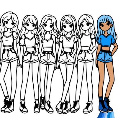 a group of girls wearing crop tops and shorts