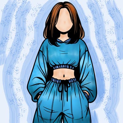 realistic girl faceless with baggy pants and a crop top