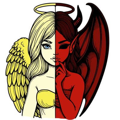 realistic angel half demon