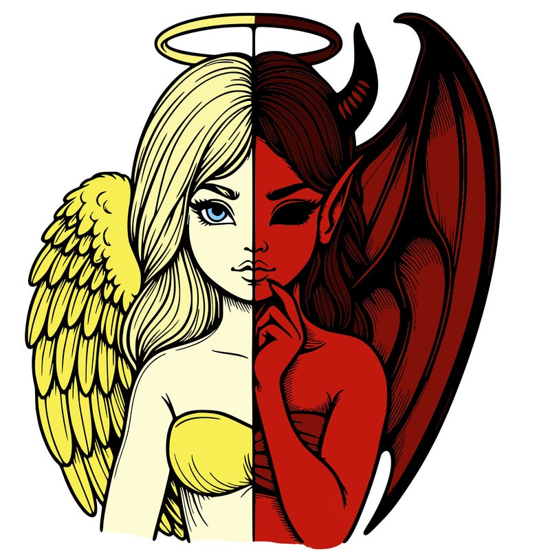 realistic angel half demon