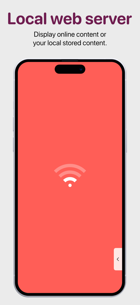 Kiosker Pro: Web Kiosk - IPhone screen displaying the local web server feature for offline kiosk content