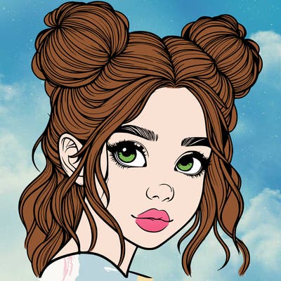 realistic girl with hair buns on her head
