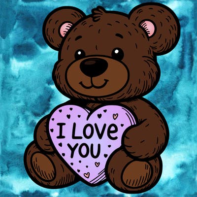 teddy bear holding an i love you heart