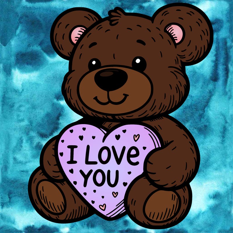 teddy bear holding an i love you heart