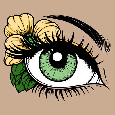 realistic eye with flower