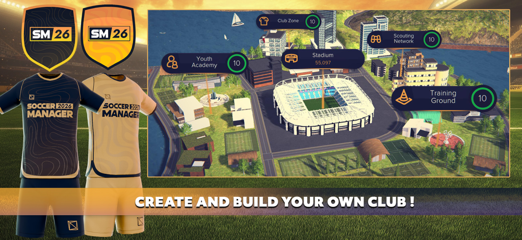 Soccer Manager 2026 - Football - Build your own football club with custom kits and facilities in Soccer Manager 2026