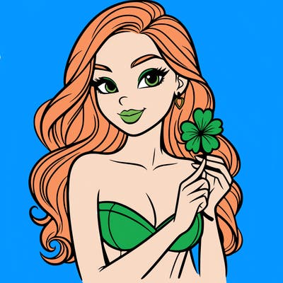 beautiful woman  carrying a clover