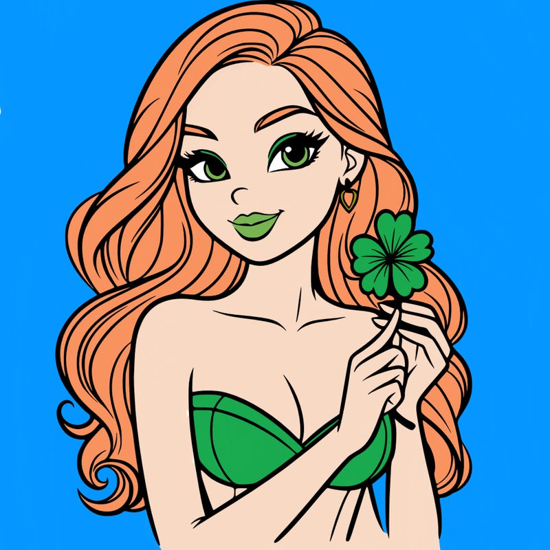 beautiful woman  carrying a clover