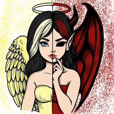 realistic angel half demon