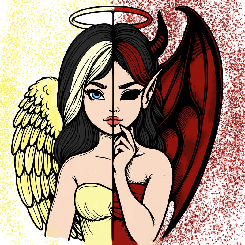 realistic angel half demon