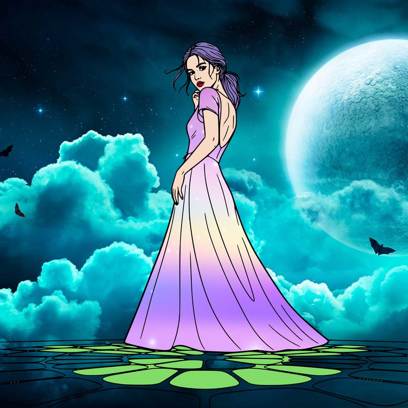 realistic women looking behind her