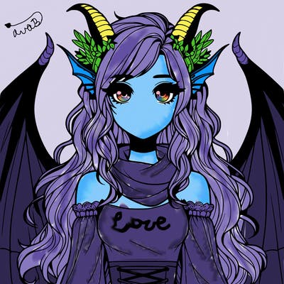 realistic girl with dragon wings horns and a tail