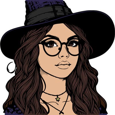 a witch with glasses realistic