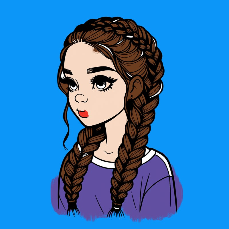 realistic girl with braids