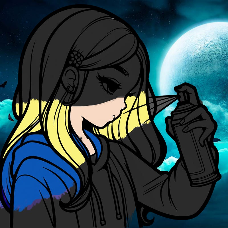 a realistic girl spray painting