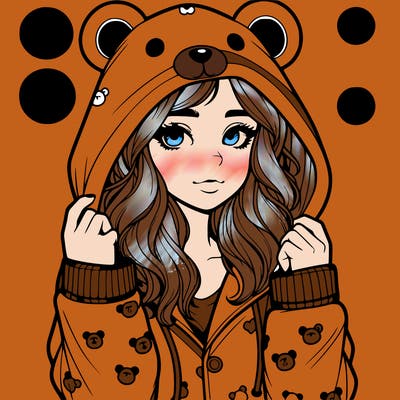 realistic girl in a animal pjs hoodie