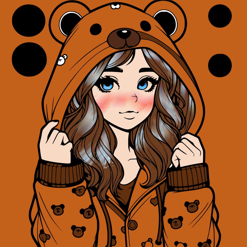 realistic girl in a animal pjs hoodie
