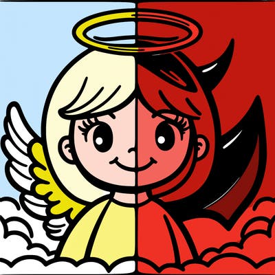 angel and devil face