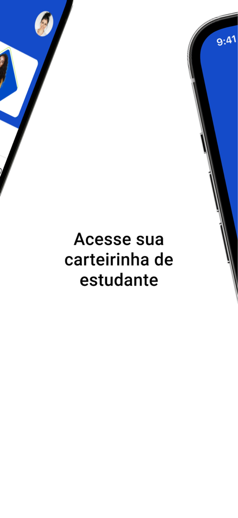 Screen from the Minha Estacio app showing the text to access your student ID card in Portuguese