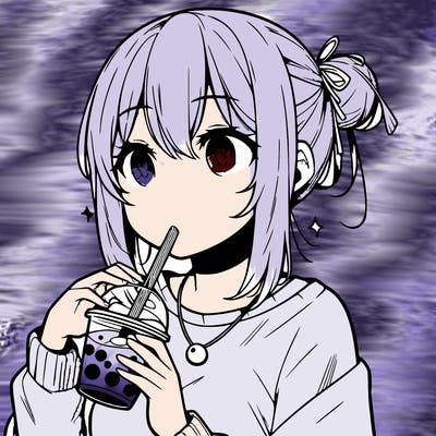 manga character drinking boba