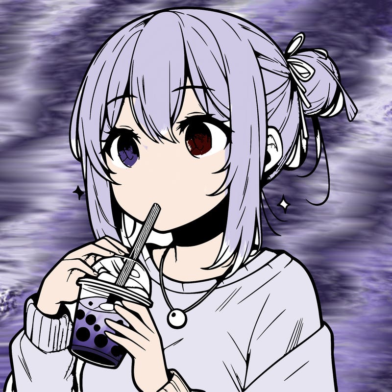 manga character drinking boba