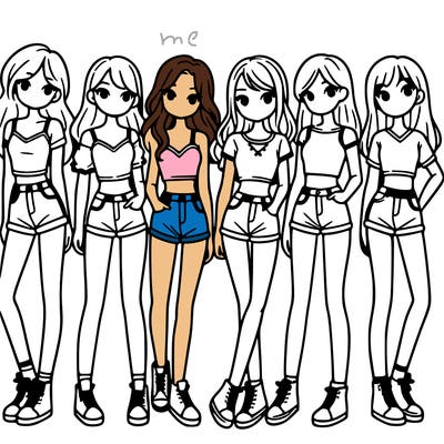 a group of girls wearing crop tops and shorts