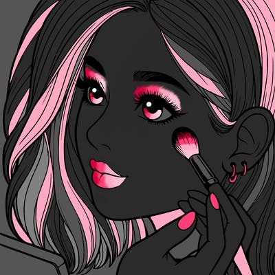 a realistic girl doing her makeup