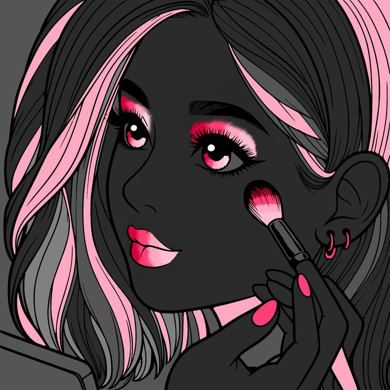 a realistic girl doing her makeup