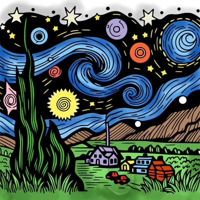 starry night van gogh realistic