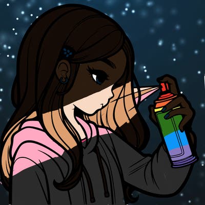 a realistic girl spray painting