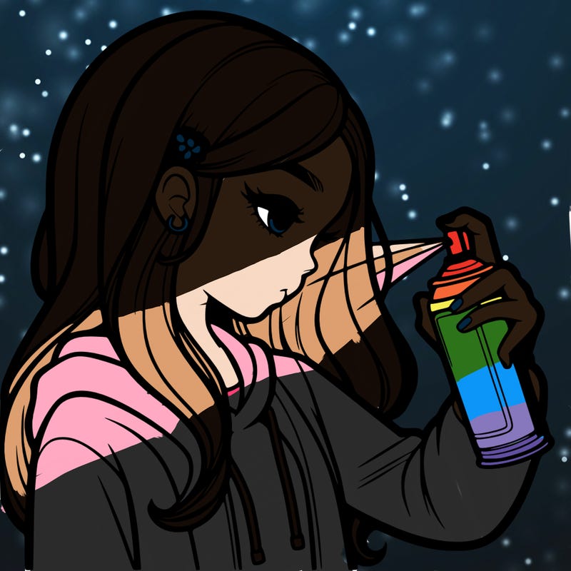 a realistic girl spray painting