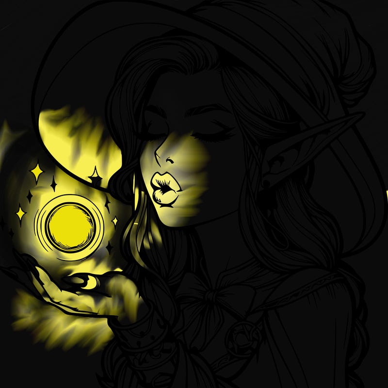 realistic elf casting a spell with lips